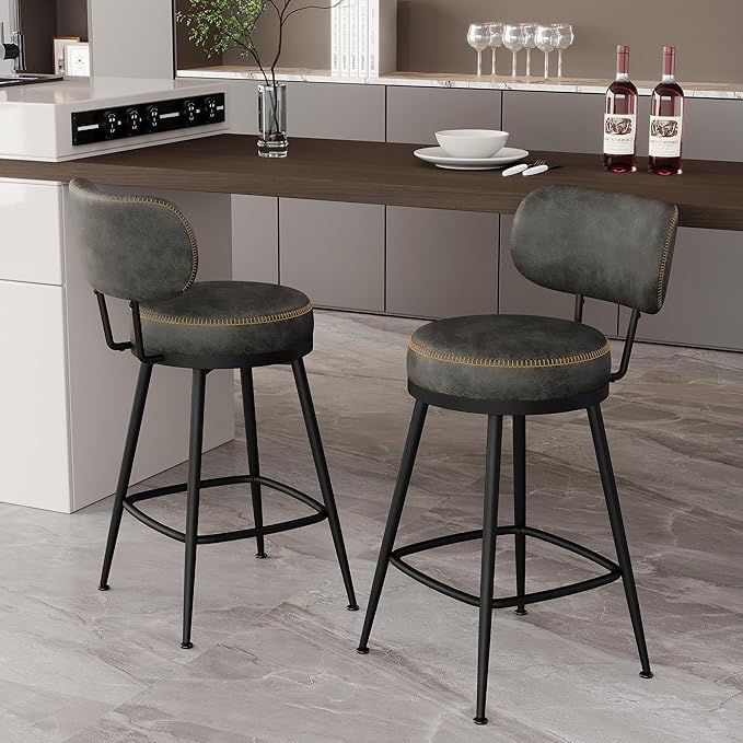 Counter Height Bar Stools, Faux Leather Kitchen Counter Stools by ErdoruLiving