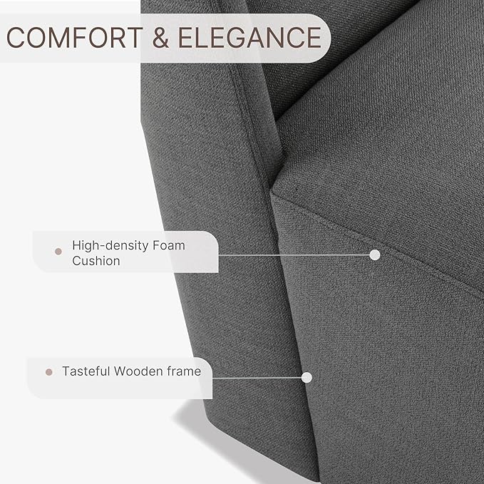 Dining Chairs with Casters No Assembly Upholstered Wingback Single Sofa Armless - Image 5