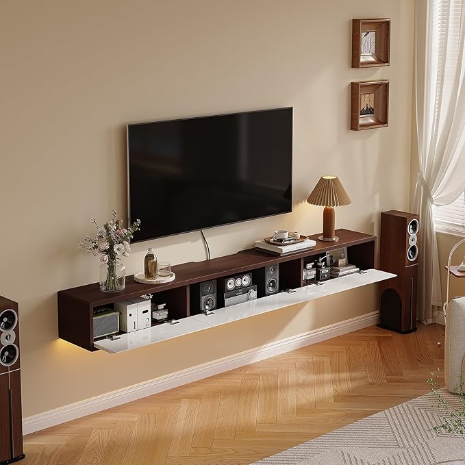 Floating TV Stand High Gloss, Floating TV Console, Under TV Shelf - Image 3