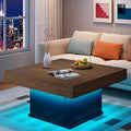 LED Coffee Tables for Living Room, Farmhouse Wood Coffee Table, 33.5" Square by KNOWORLD