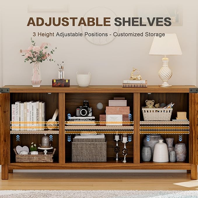YESHOMY Farmhouse Buffet & Sideboard, Wood Coffee Bar - Image 5