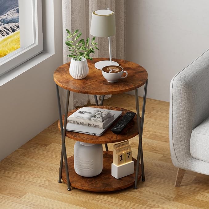 Big Side Table, 3-Tier Large Size Round End Table - Image 2