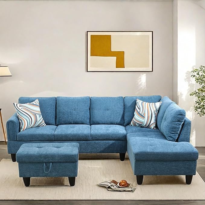 NAYSAYE Sectional Couch with Ottoman Storage, L Shaped Couch Sofa Furniture Sets - Image 3