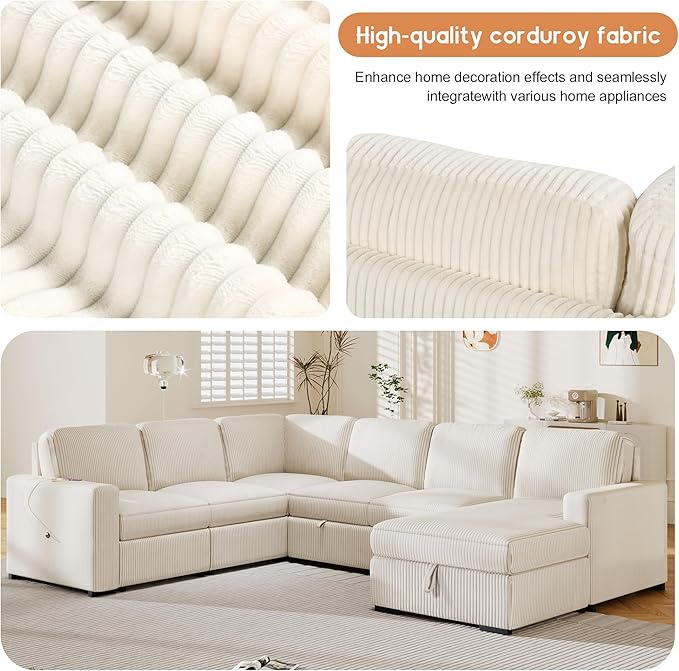 115.6 Inch U-Shaped Modular Sectional Sofa - Image 7