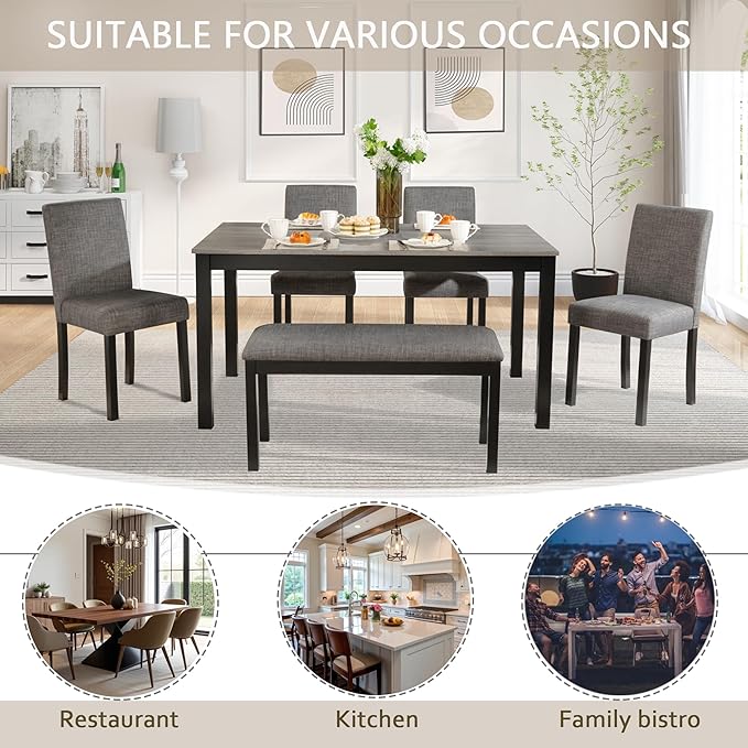 KEIKI 6-Piece Standard Height Dining Table Set - Image 4