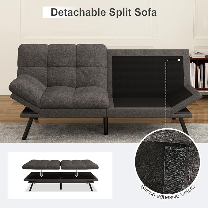 Vipbear Futon Sofa Bed Couch, Space-Saving Loveseat - Image 4