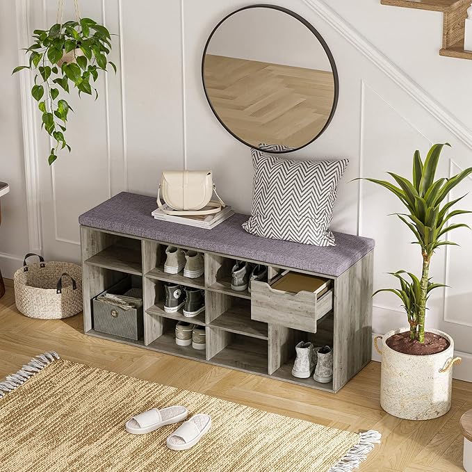 DINZI LVJ Shoe Bench, Entryway Storage Bench - Image 2
