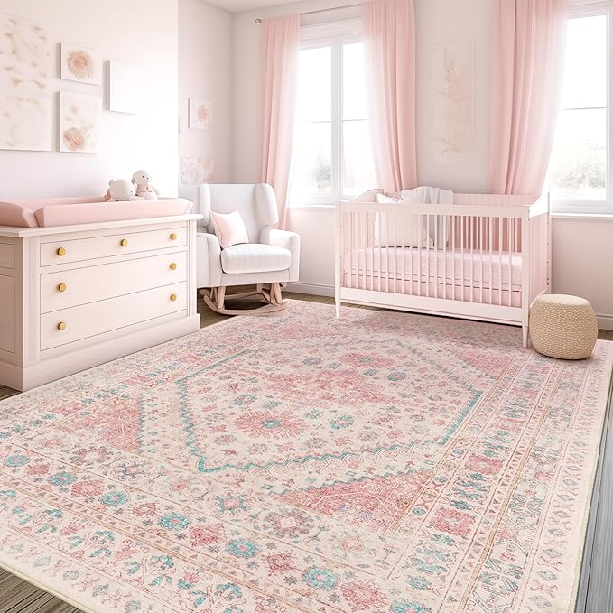 zesthome 9x12 Area Rugs for Girls Bedroom, Low Pile Machine Washable Rugs - Image 3