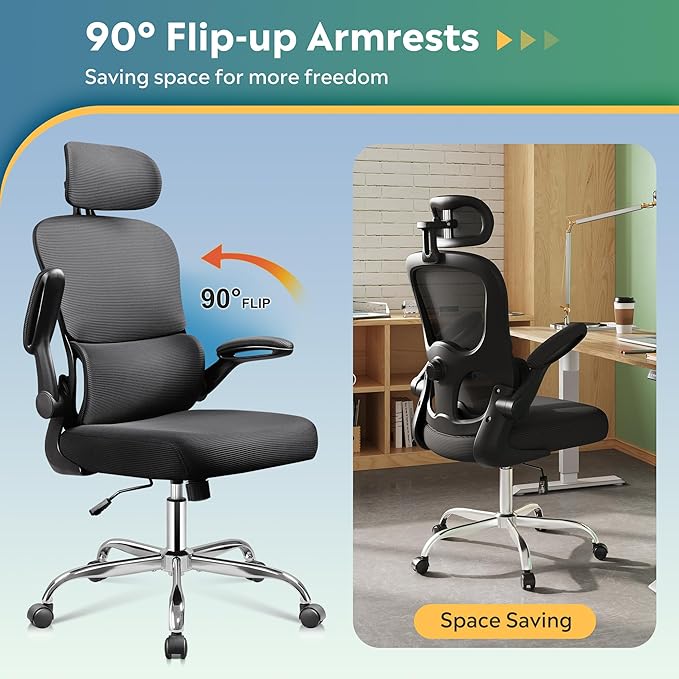 DEVAISE Office Chair, Breathable Black Mesh Elegance - Image 7
