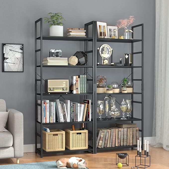 OTK 5 Tier Bookshelf, Tall Bookcase, Office Shelf Storage Organizer, Modern - Image 2