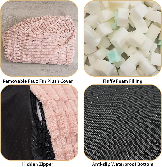 Round Stuffed Pouf Ottoman for Foot Rest, Storage Ottoman Pouf Foot Stool - Image 3