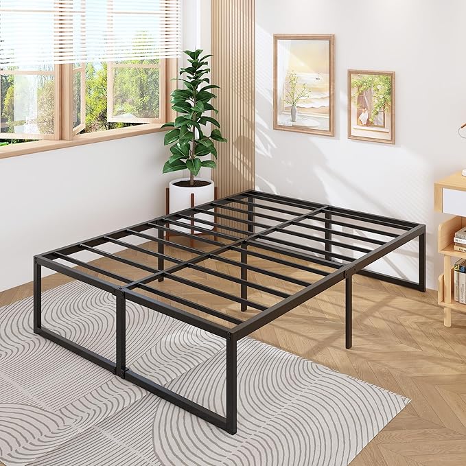 18 Inch Full Bed Frame No Box Spring Needed, Heavy Duty Metal Platform Beds - Image 6