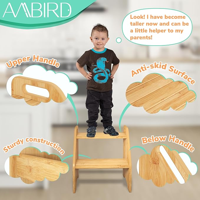 AMBIRD Wooden Step Stool, 15.75'' H Potty Training Toddler 300 lbs Capacity - Image 2