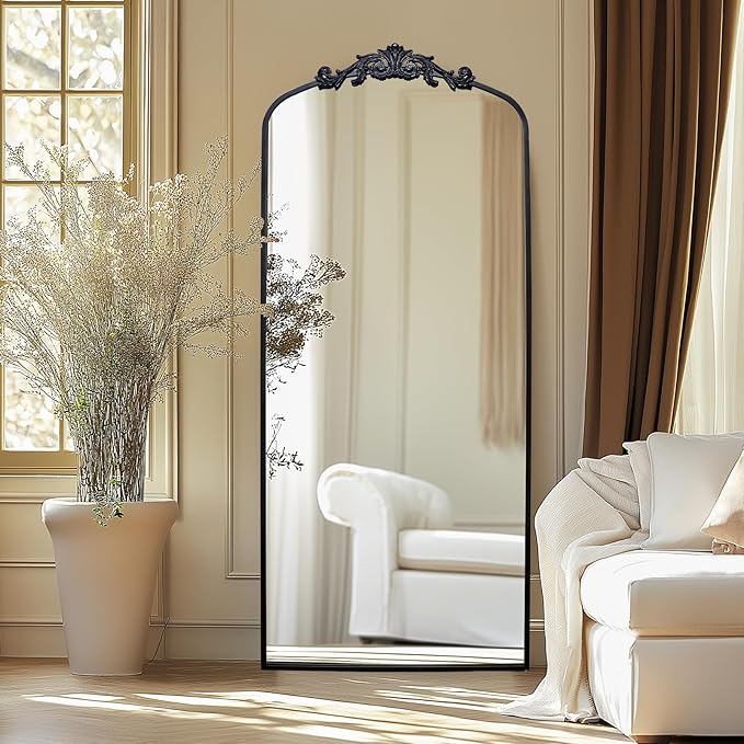AIXI HOME Antique Black Arch Full Wall Mirror, Baroque Inspired Home Decor by AIXI+HOME