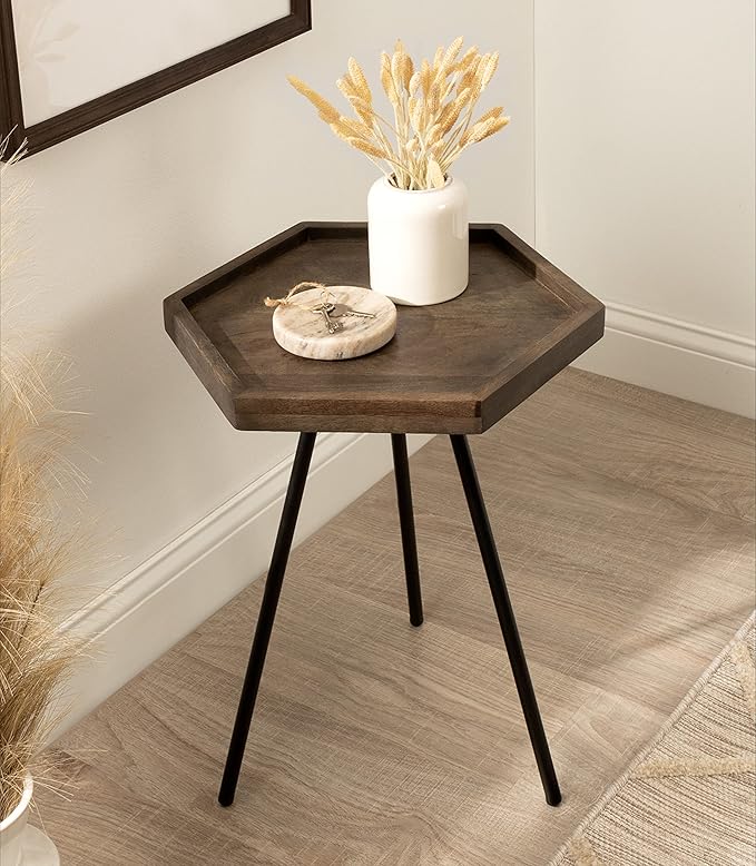 Kate and Laurel Kashvi Modern Side Table 17 x 15 x 20; Graywash; Decorative - Image 7
