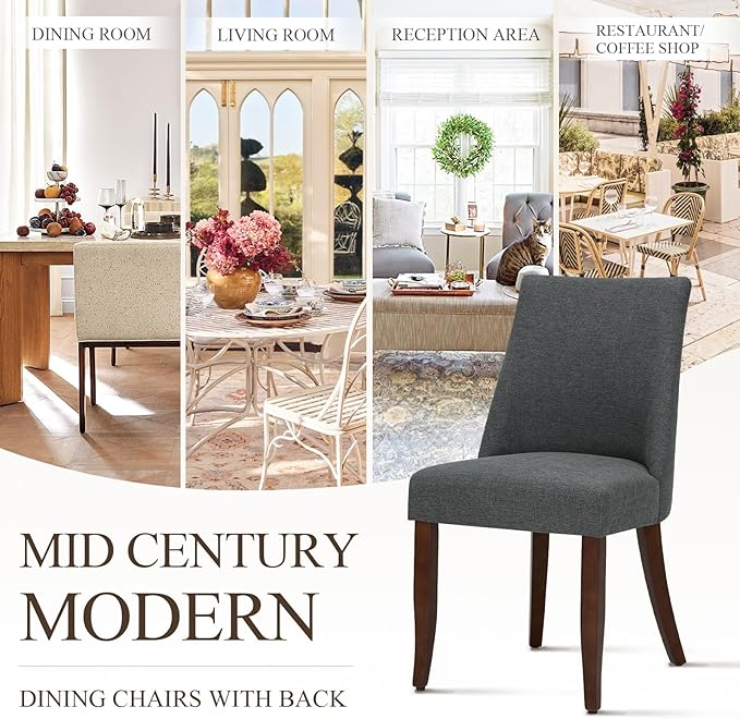 COLAMY Upholstered Dining Chairs Set of 6, Mid Century Modern Kitchen Chairs - Image 6