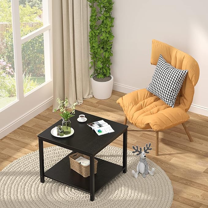 Homieasy Side Table 20 Inch Square, 2-Tier Coffee Tea End Table Nightstands - Image 5
