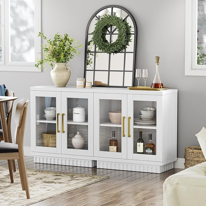 Buffet Cabinet with Storage, Sideboard Buffet with Glass Doors, Cupboard - Image 6