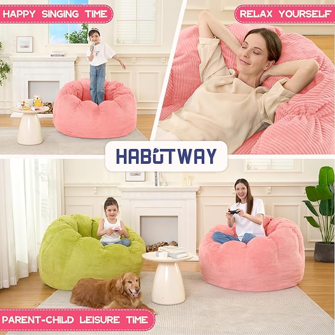 HABUTWAY Giant Bean Bag Chair for Adults/Kids/Teens, Pumpkin Bean Bag Couch - Image 6