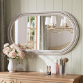 Farmhouse Oval Mirror Boho, Wooden Rustic Decorative Wall Mirror by Mestikits