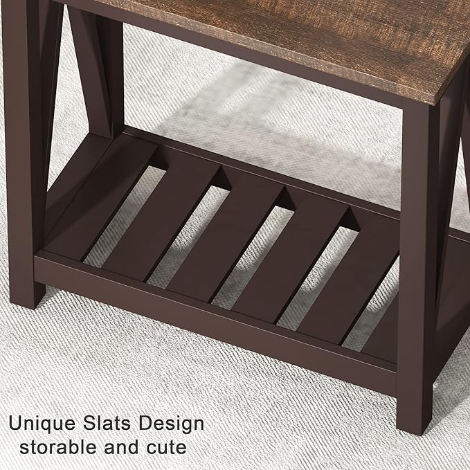 ChooChoo Farmhouse End Table, Rustic Vintage Narrow End Side Table - Image 7