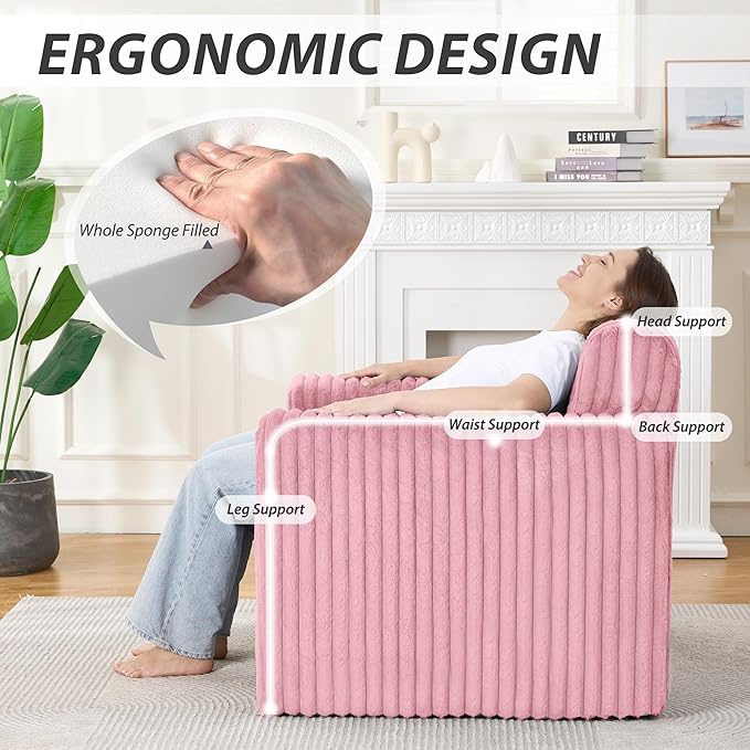 Giant Bean Bag Chair for Adults, Non-Slip Floor Sofa - Image 5