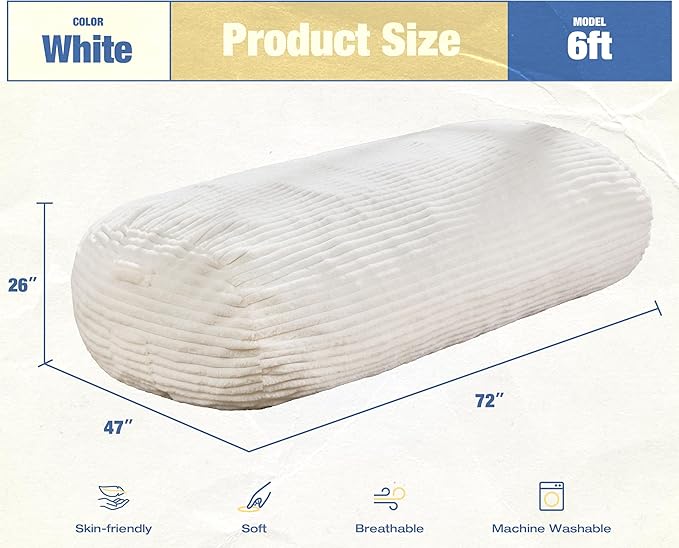 Hobestluk 6FT Bean Bag Chairs Adult Bean Bag - Image 2