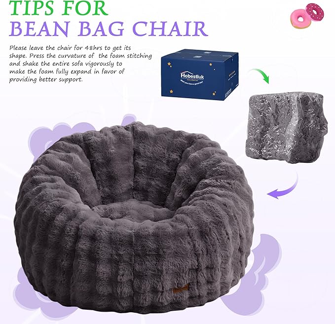 Hobestluk Bean Bag Chair Oversized Bean Bag Chair - Image 6