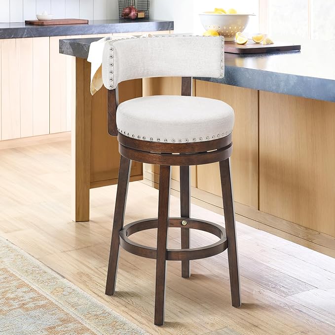 COLAMY Swivel Bar Stool, Swivel Bar Height Bar Stool, Modern Swivel Barstool - Image 3