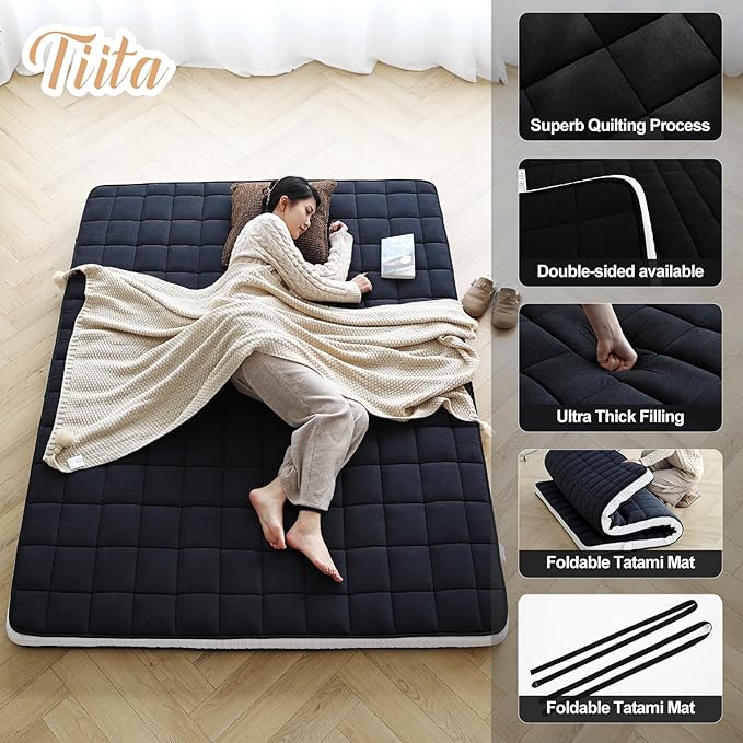 Tiita Japanese Floor Mattress, 4” Thicken Futon Mattress - Image 5