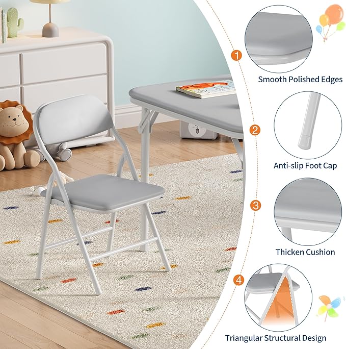 IDEALHOUSE 5 Piece Folding Kids Table and Chairs Set, Children Activity Table - Image 5