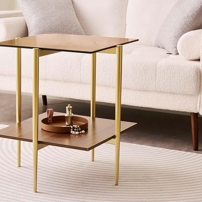 Glass End Table, Mid-Century Modern Design Sofa Table, L41 x W21 x H17 - Image 7
