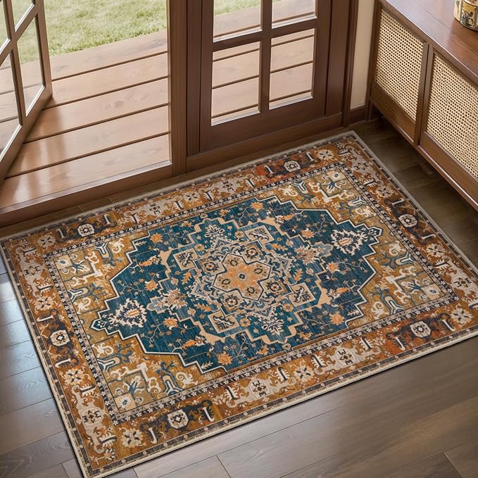 Tangsoo 2x3 Washable Rug for Entryway, Vintage Non Slip Small Area Rug by Tangsoo
