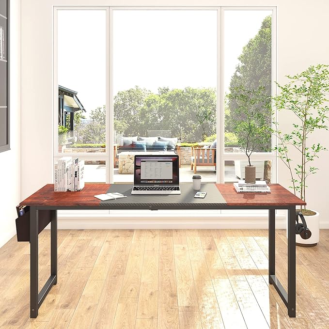 Decoholic 71Inch Home Office Computer Two-Color Panel Desk - Image 2