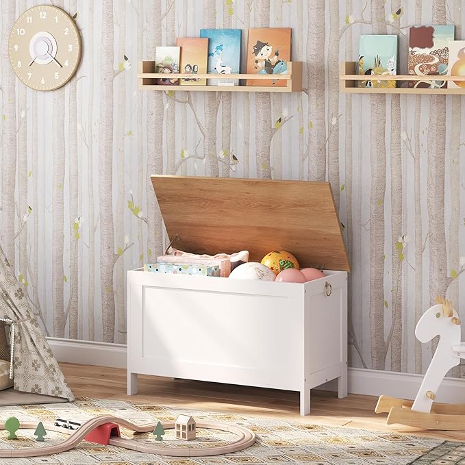 HOOBRO Toy Box, Retro Wooden Look Storage Chest - Image 9