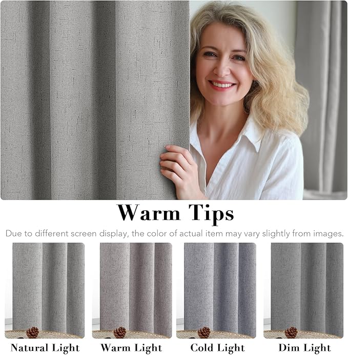 H.VERSAILTEX Linen Blackout Curtains 63 Inches Long 100% Blackout Thermal - Image 5