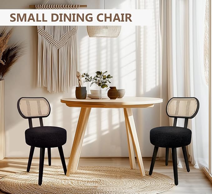 ZYBT Rattan Dining Chair, Boho Makeup Vanity Chair - Image 5