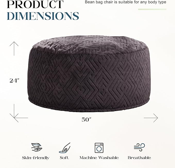 Hobestluk Bean Bag Chairs Adults Beanbag Chair - Image 2