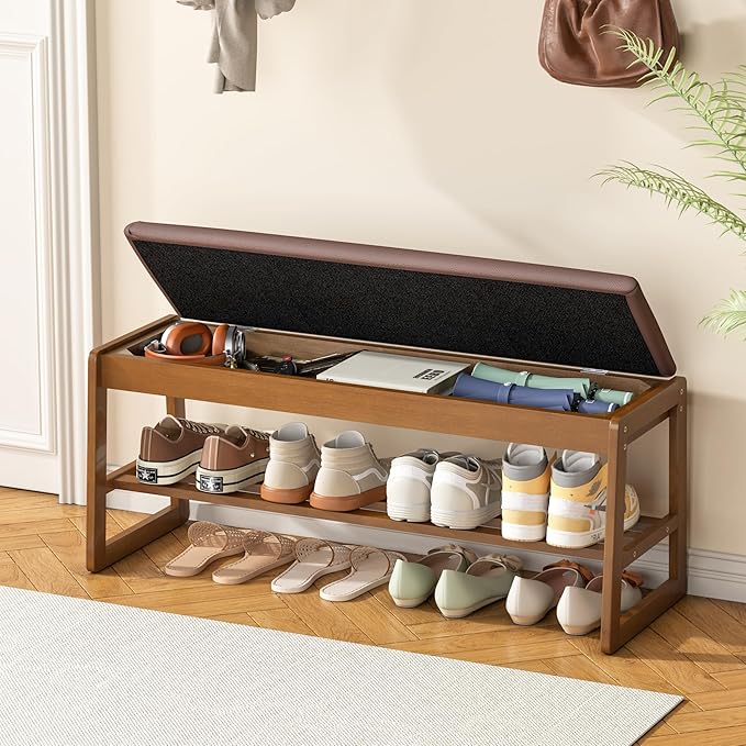 Shoe Storage Bench with Cushion by Unknown