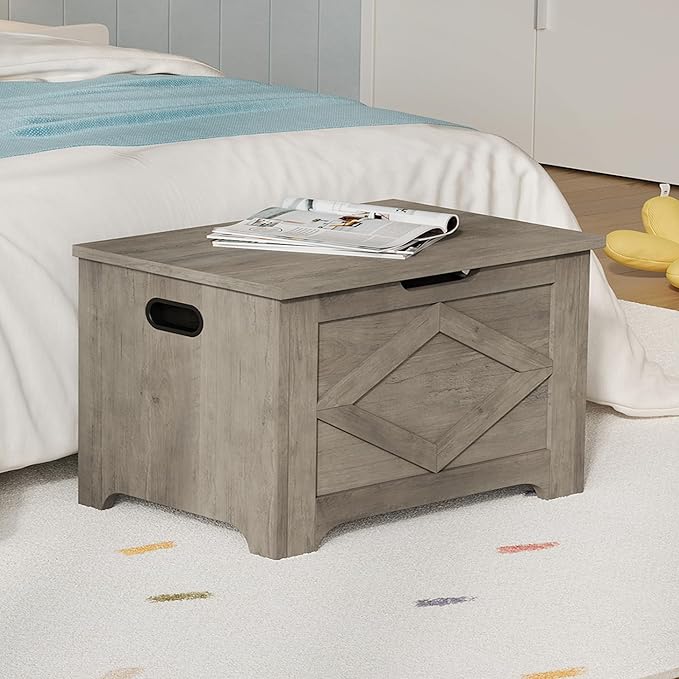 GarveeHome 23.6" Storage Chest, Wooden Storage Bench - Image 4