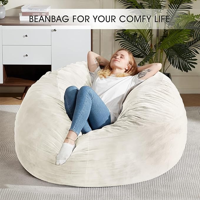 HABUTWAY Bean Bag Chair: Giant 5' Memory Foam Furniture Bean Bag Chairs - Image 6