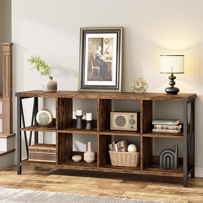 GarveeHome 8 Cube Storage Organizer Bookshelf, 3 Tier Metal Horizontal Bookcase by GarveeHome