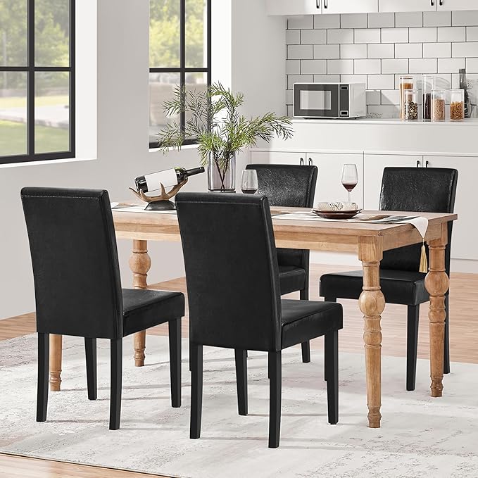 Yaheetech Dining Chairs Set of 4 PU Leather Upholstered Parsons Dining Chairs - Image 8