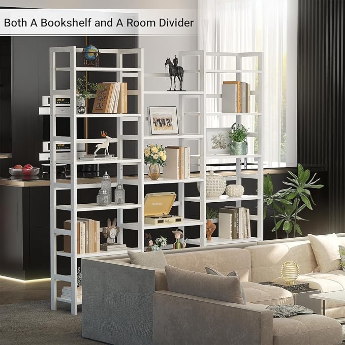 Homykic Bamboo Triple Wide Shallow Bookshelves and Bookcases, 6-Tier 6ft Tall - Image 7