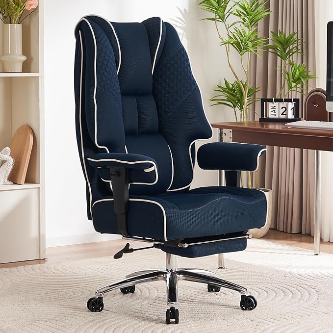 Big and Tall Office Chair 400lbs Wide Seat, Leather High Back Executive Office by EXCEBETOFFICECHAIR