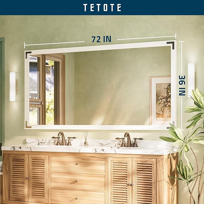 TETOTE 72 x 36 White Wooden Mirror - Image 7