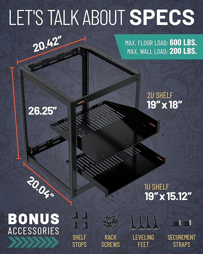 ECHOGEAR 15U Open Frame Rack for Servers & AV Gear - Image 9