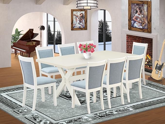 East West Furniture X027MZ015-9 9 Piece Dining Table Set Includes a Rectangle - Image 2