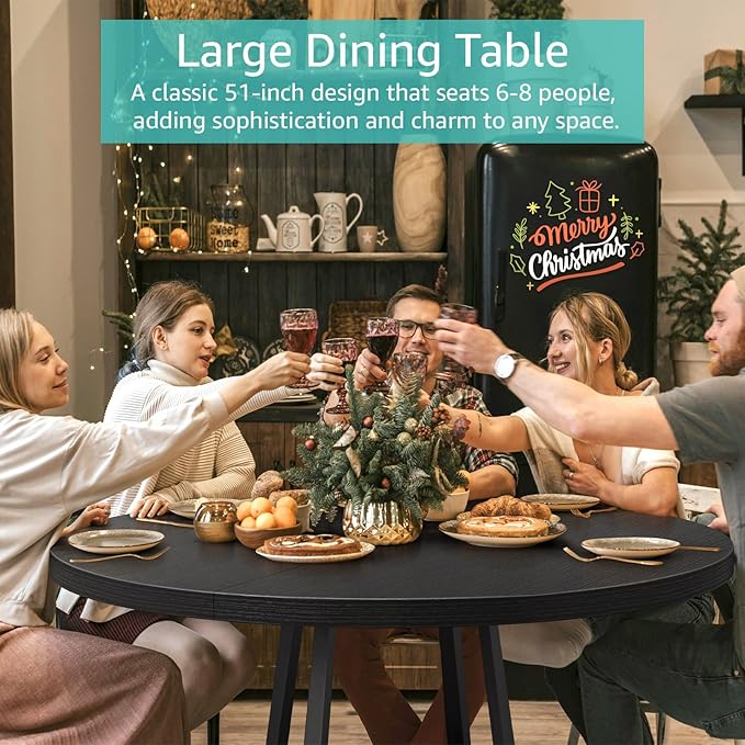 Black Round Dining Table for 6 - Image 3