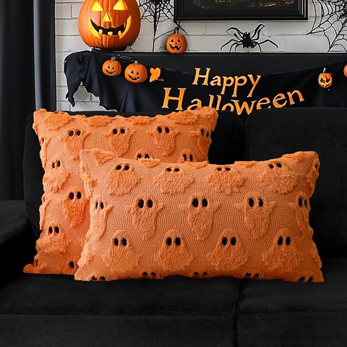 4TH Emotion Halloween Ghost Decorative Pillow Covers 18x18 Set of 2 - Image 4